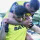 Cameron Brannagan congratulates Oxford Unitd goalscorer Mark Harris
