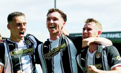 Notts County’s Conor Grant celebrates his equaliser with his teammates.