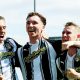 Notts County’s Conor Grant celebrates his equaliser with his teammates.